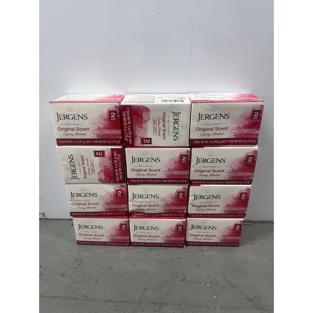 Jergens 12 Pack Mild Soap Original Cherry Almond Scent, 24 BARS 3oz New In Box
